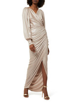 Balloon Sleeve V-Neck Gown